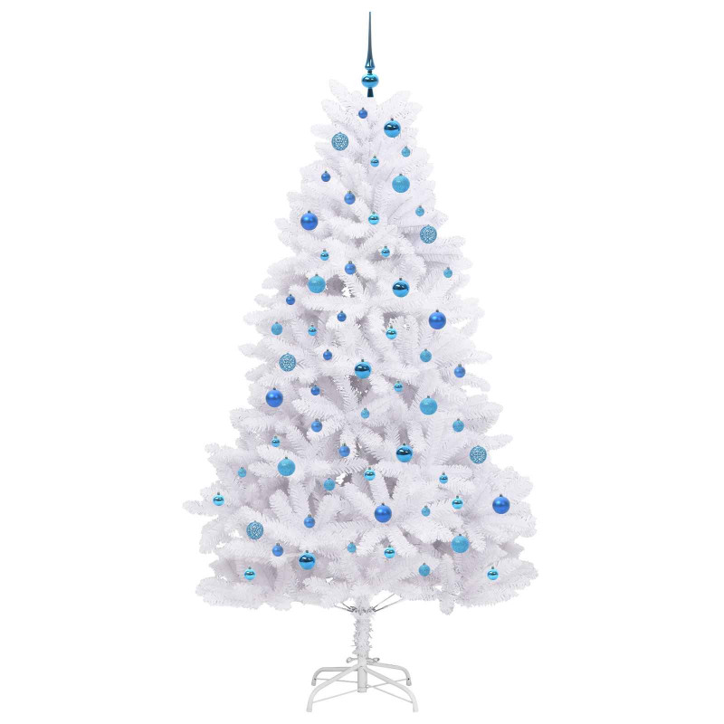 Sztuczna choinka z zawiasami z podstawą Biały 210 cm PVC i stal