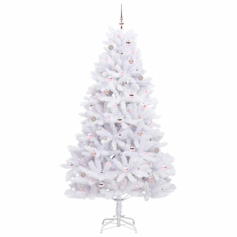 Sztuczna choinka z zawiasami z podstawą Biały 240 cm PVC i stal