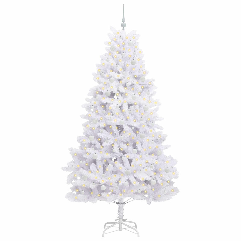 Sztuczna choinka z zawiasami z podstawą Biały 240 cm PVC i stal
