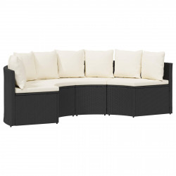 Zestaw Sof 2 pcs Czarny Drewno akacjowe i poli rattan