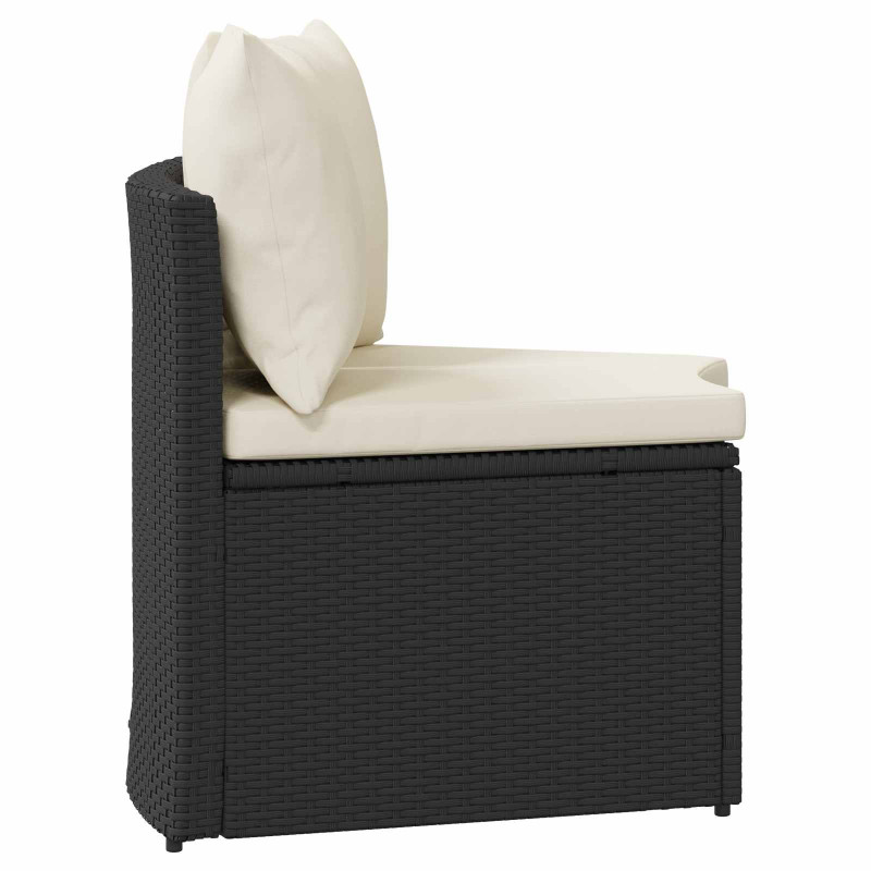 Zestaw Sof 2 pcs Czarny Drewno akacjowe i poli rattan