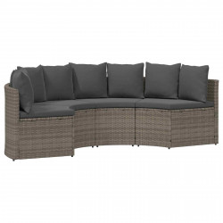 Zestaw Sof 2 pcs Szary Drewno akacjowe i poli rattan