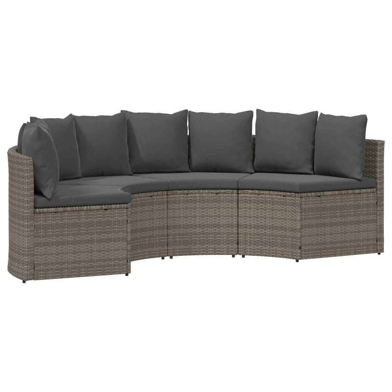 Zestaw Sof 2 pcs Szary Drewno akacjowe i poli rattan