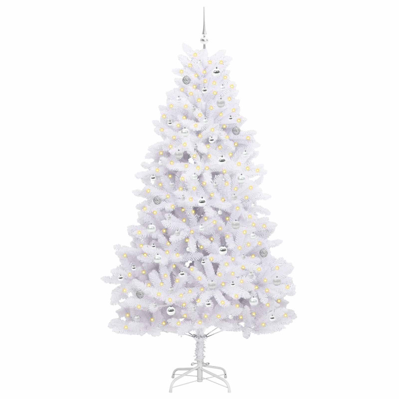 Sztuczna choinka z zawiasami z podstawą Biały 240 cm PVC i stal