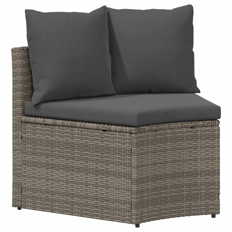 Zestaw Sof 2 pcs Szary Drewno akacjowe i poli rattan