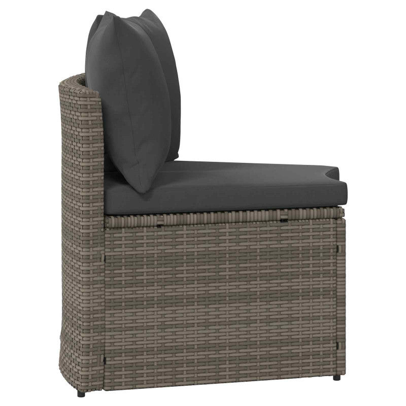 Zestaw Sof 2 pcs Szary Drewno akacjowe i poli rattan