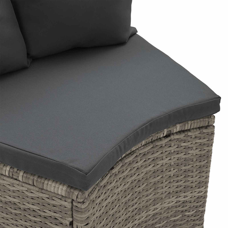 Zestaw Sof 2 pcs Szary Drewno akacjowe i poli rattan