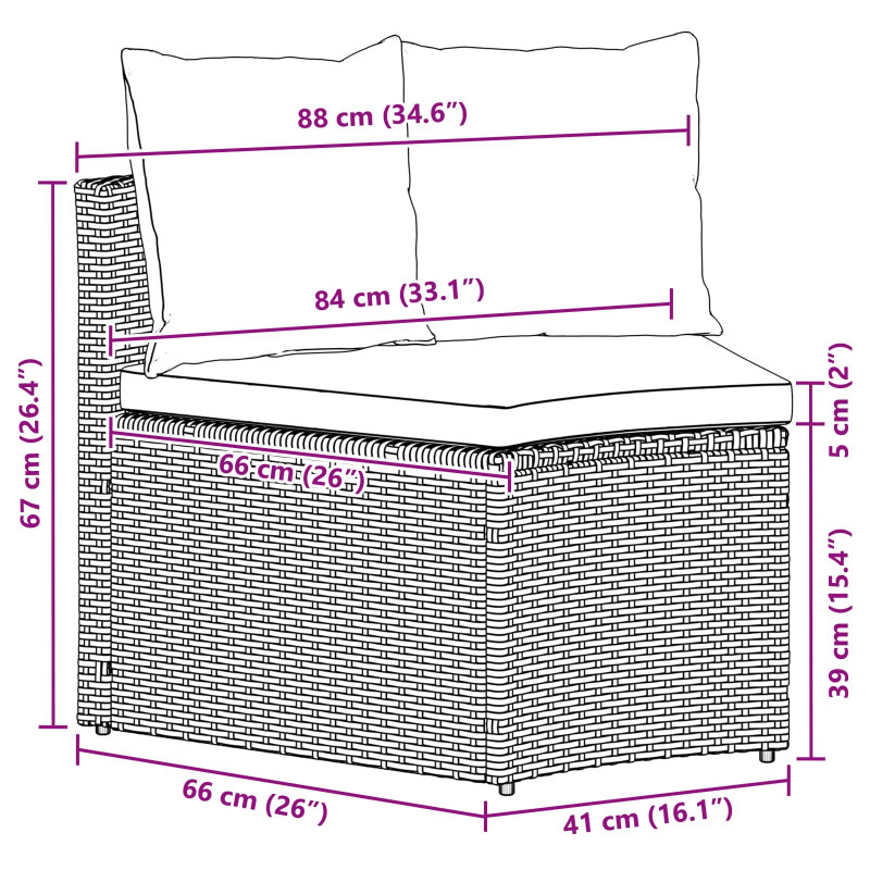 Zestaw Sof 2 pcs Szary Drewno akacjowe i poli rattan