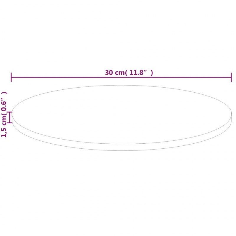 Okrągły blat do stolika, Ø30x1,5 cm, surowe drewno dębowe