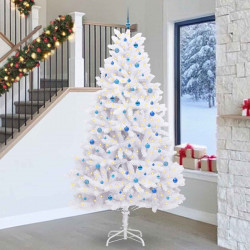 Sztuczna choinka z zawiasami z podstawą Biały 270 cm PVC i stal