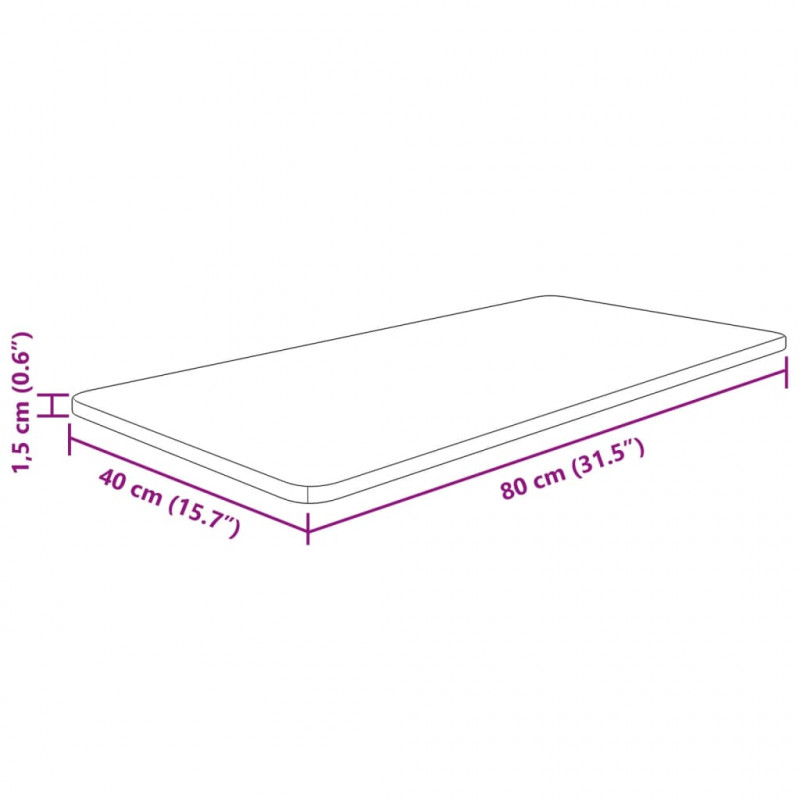 Blat do łazienki, 80x40x1,5 cm, surowe lite drewno