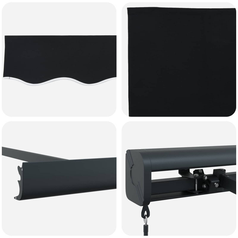 Markiza zwijana Czarny 4 × 3 m Canvas i Aluminium