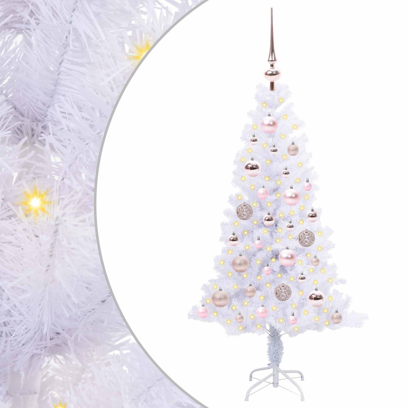 Sztuczna choinka z 150 diodami LED Biały 120 cm PVC i Stal
