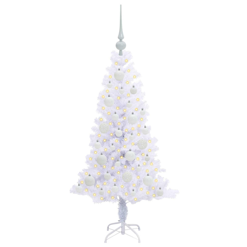 Sztuczna choinka z 150 diodami LED Biały 120 cm PVC i Stal