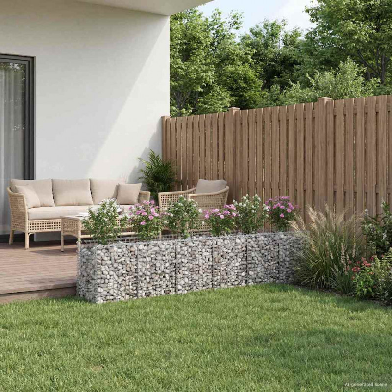 Podniesione łóżko gabionowe 2 pcs Srebrny 300 x 50 x 60 cm