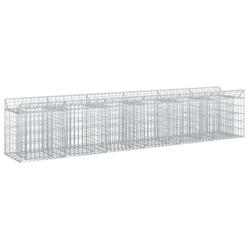 Podniesione łóżko gabionowe 2 pcs Srebrny 300 x 50 x 60 cm
