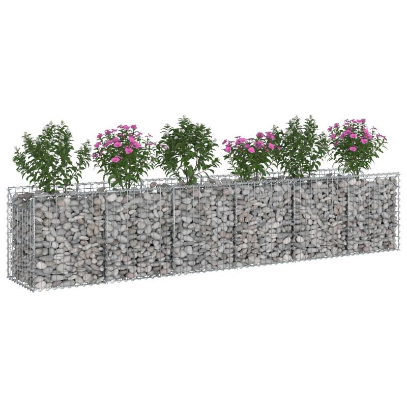 Podniesione łóżko gabionowe 2 pcs Srebrny 300 x 50 x 60 cm