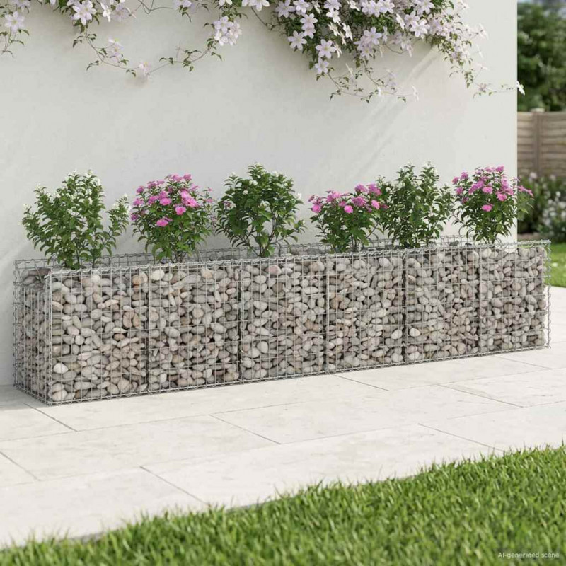 Podniesione łóżko gabionowe 2 pcs Srebrny 300 x 50 x 60 cm