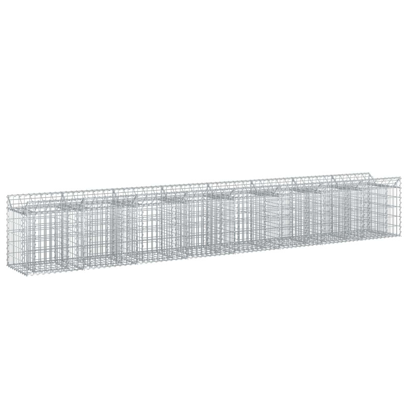 Podniesione łóżko gabionowe 2 pcs Srebrny 400 x 50 x 60 cm