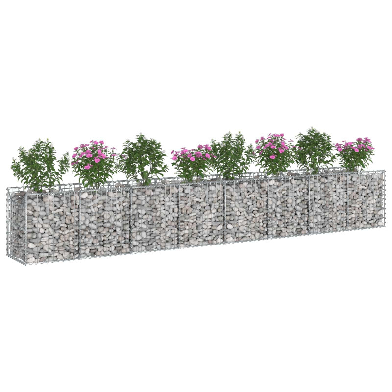Podniesione łóżko gabionowe 2 pcs Srebrny 400 x 50 x 60 cm