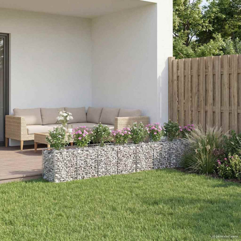 Podniesione łóżko gabionowe 2 pcs Srebrny 400 x 50 x 60 cm