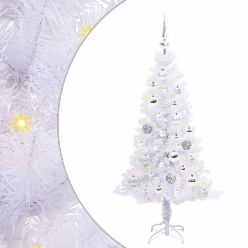 Sztuczna choinka z 150 diodami LED Biały 120 cm PVC i Stal