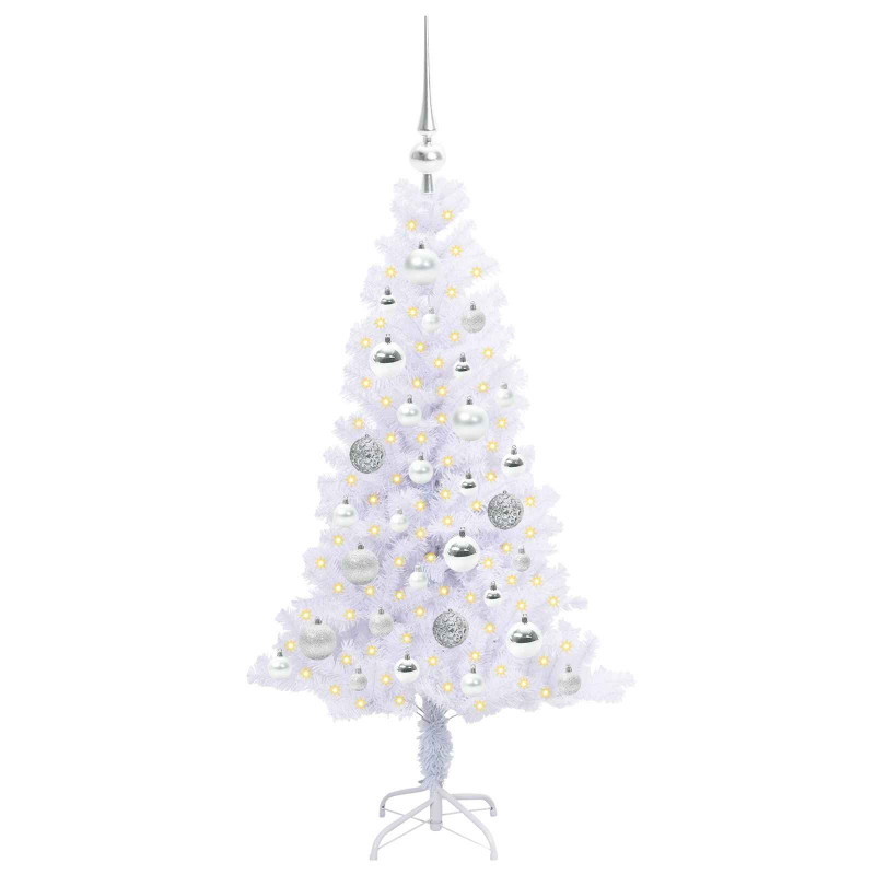 Sztuczna choinka z 150 diodami LED Biały 120 cm PVC i Stal