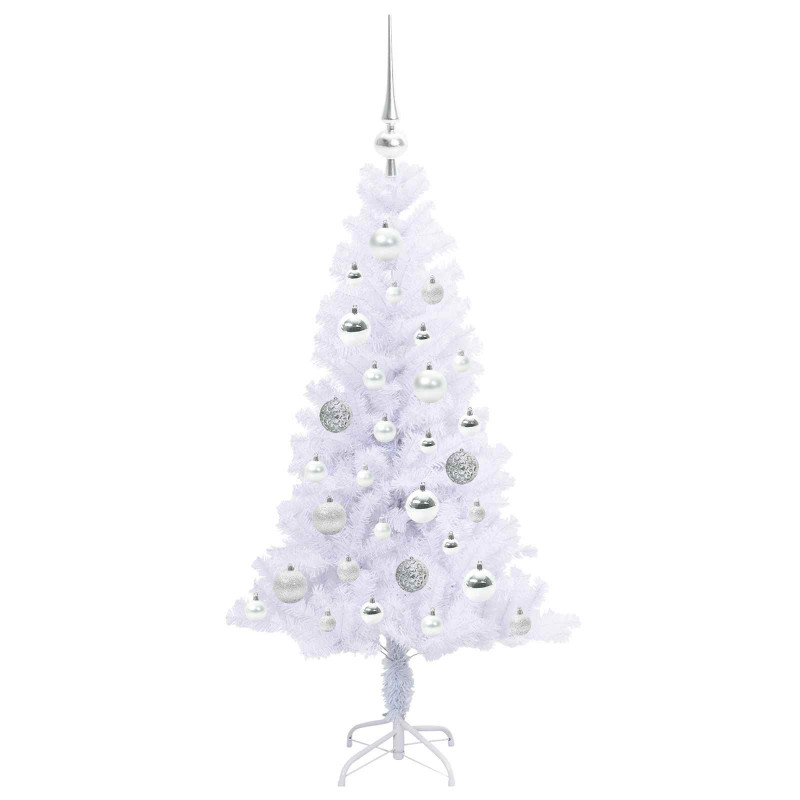 Sztuczna choinka z 150 diodami LED Biały 120 cm PVC i Stal