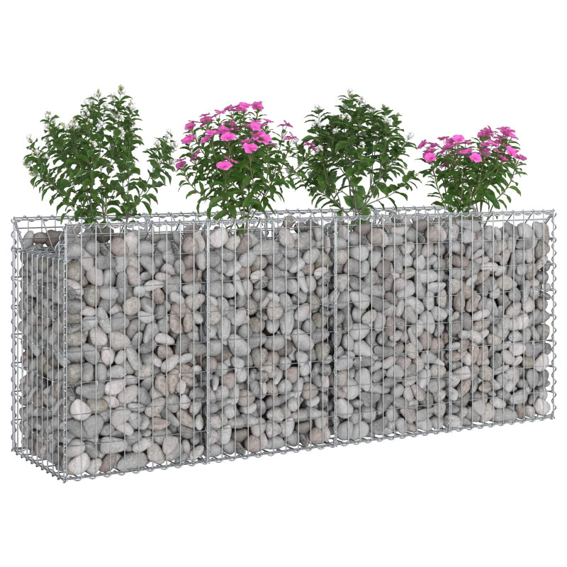 Podniesione łóżko gabionowe 2 pcs Srebrny 200 x 50 x 80 cm