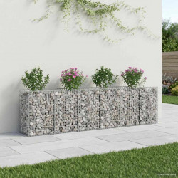 Podniesione łóżko gabionowe 2 pcs Srebrny 300 x 50 x 80 cm