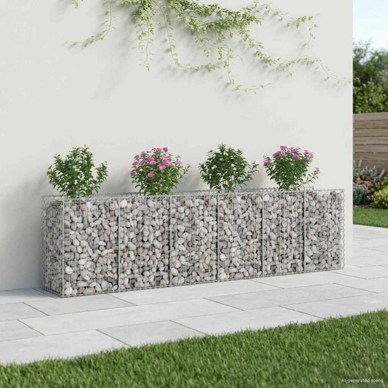 Podniesione łóżko gabionowe 2 pcs Srebrny 300 x 50 x 80 cm