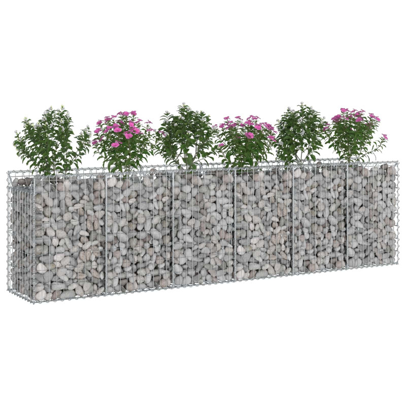 Podniesione łóżko gabionowe 2 pcs Srebrny 300 x 50 x 80 cm