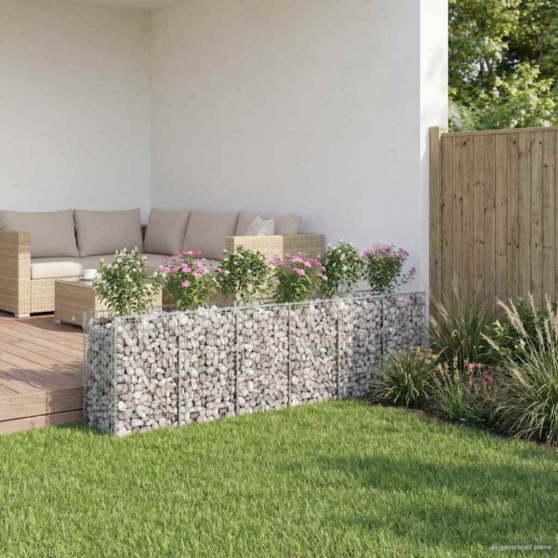 Podniesione łóżko gabionowe 2 pcs Srebrny 300 x 50 x 80 cm