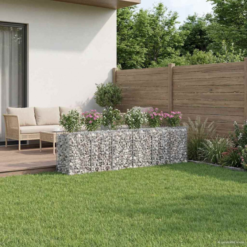 Podniesione łóżko gabionowe 3 pcs Srebrny 400 x 50 x 80 cm