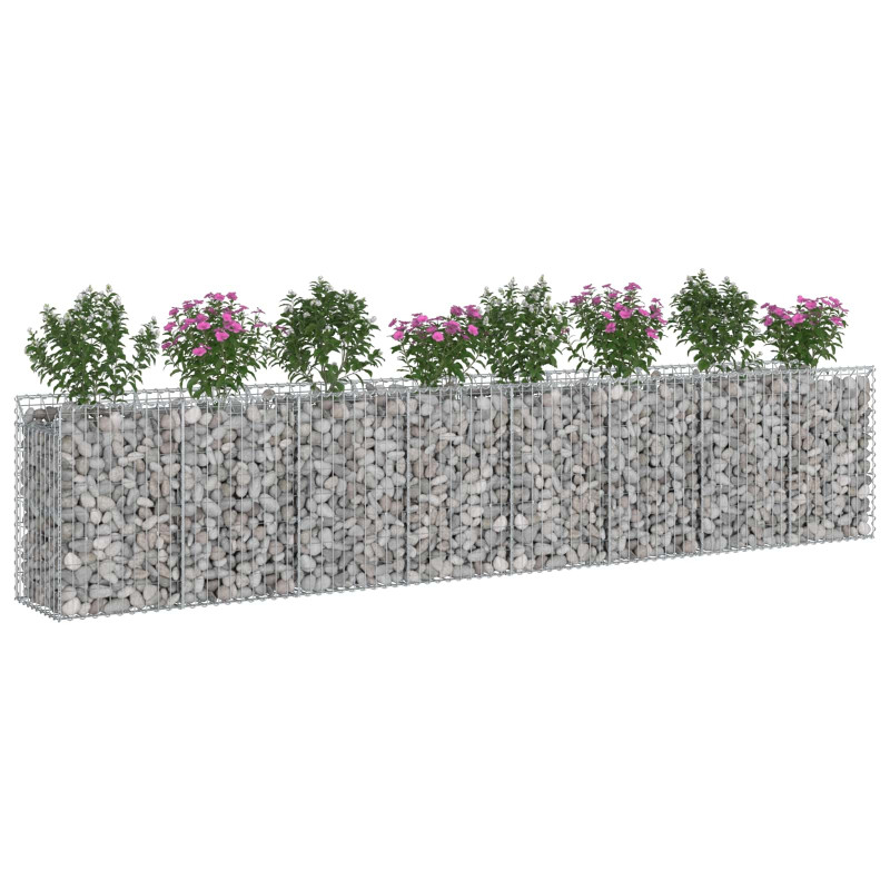 Podniesione łóżko gabionowe 3 pcs Srebrny 400 x 50 x 80 cm