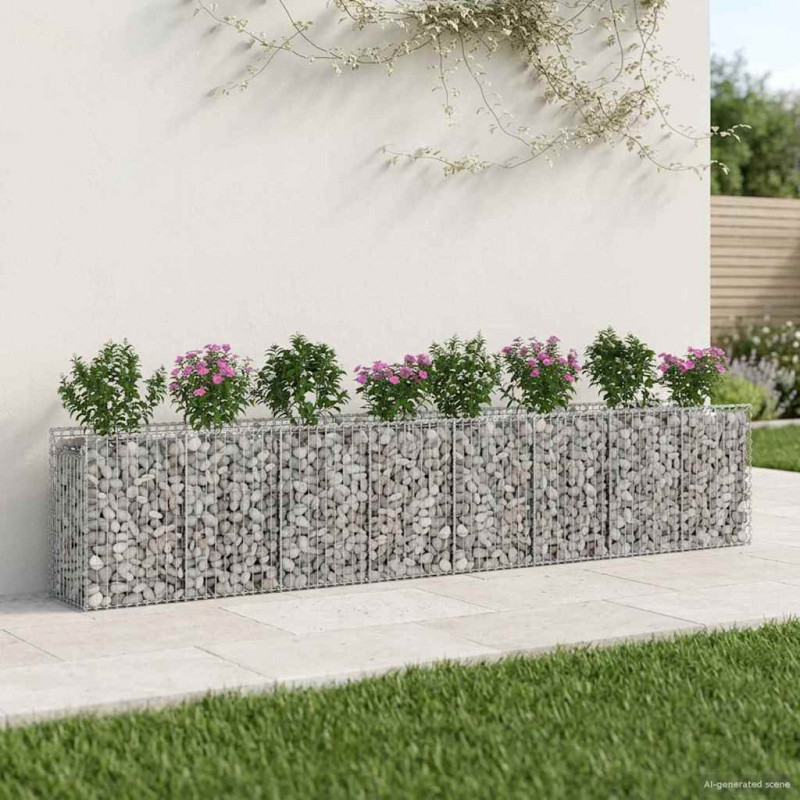 Podniesione łóżko gabionowe 3 pcs Srebrny 400 x 50 x 80 cm