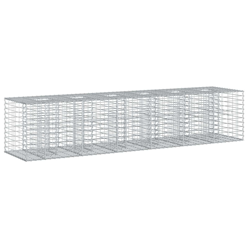Podniesione łóżko gabionowe 2 pcs Srebrny 260 x 60 x 55 cm