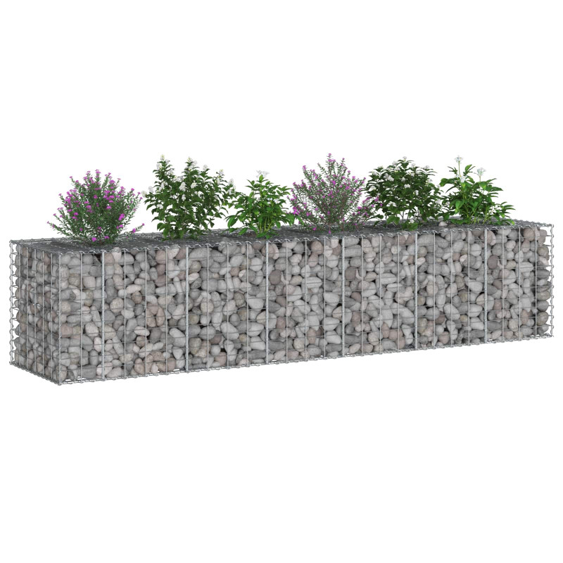 Podniesione łóżko gabionowe 2 pcs Srebrny 260 x 60 x 55 cm