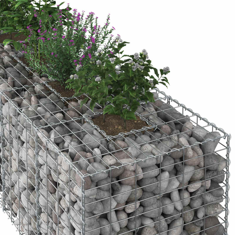 Podniesione łóżko gabionowe 2 pcs Srebrny 260 x 60 x 55 cm