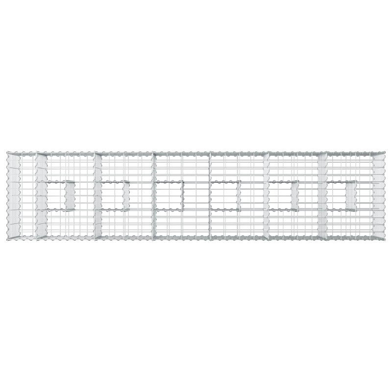 Podniesione łóżko gabionowe 2 pcs Srebrny 260 x 60 x 55 cm