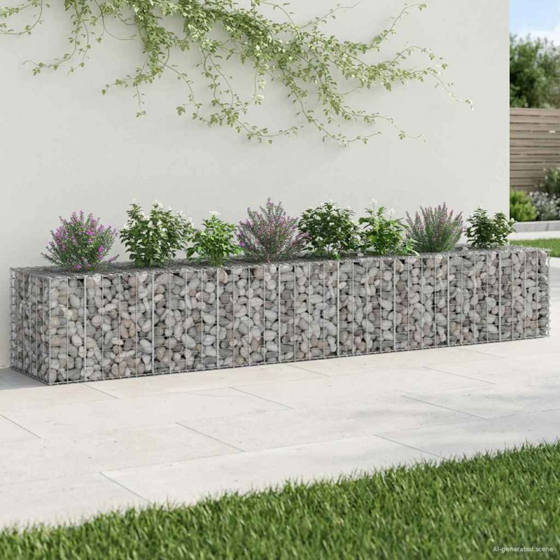 Podniesione łóżko gabionowe 2 pcs Srebrny 340 x 60 x 55 cm