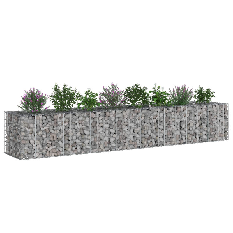 Podniesione łóżko gabionowe 2 pcs Srebrny 340 x 60 x 55 cm