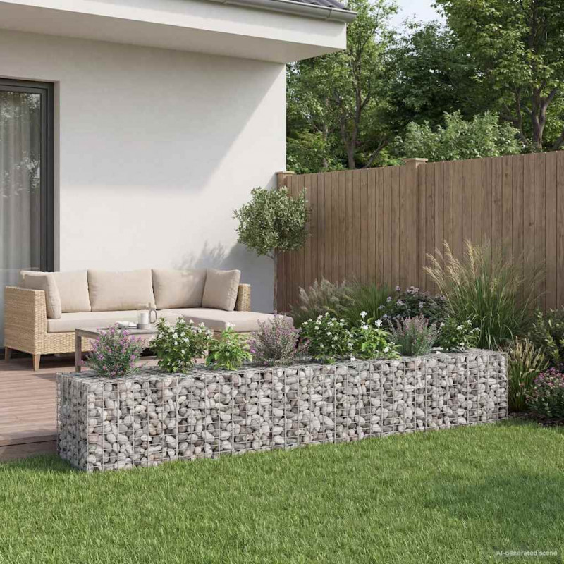 Podniesione łóżko gabionowe 2 pcs Srebrny 340 x 60 x 55 cm