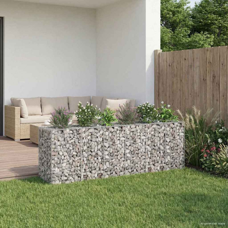 Podniesione łóżko gabionowe 2 pcs Srebrny 250 x 50 x 80 cm
