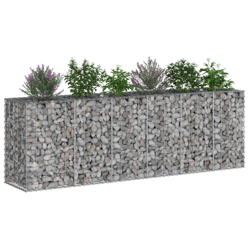 Podniesione łóżko gabionowe 2 pcs Srebrny 250 x 50 x 80 cm