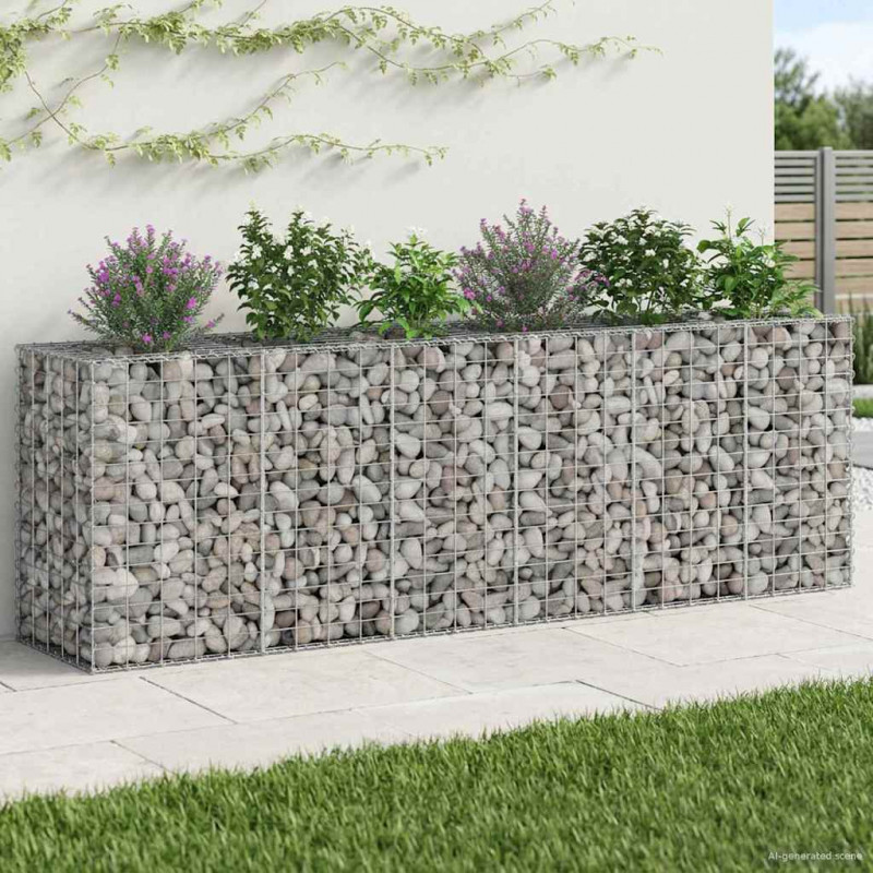 Podniesione łóżko gabionowe 2 pcs Srebrny 250 x 50 x 80 cm