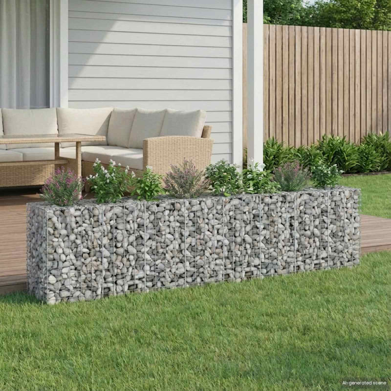 Podniesione łóżko gabionowe 2 pcs Srebrny 330 x 50 x 80 cm