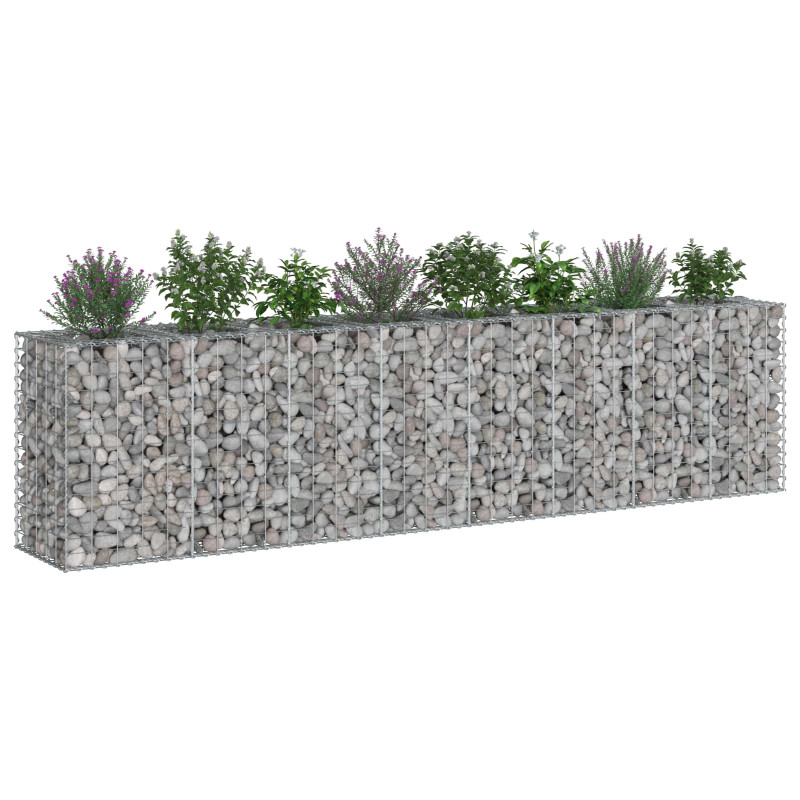 Podniesione łóżko gabionowe 2 pcs Srebrny 330 x 50 x 80 cm