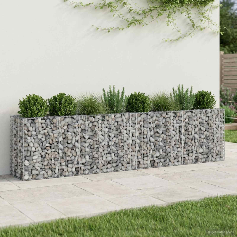 Podniesione łóżko gabionowe 2 pcs Srebrny 330 x 50 x 80 cm