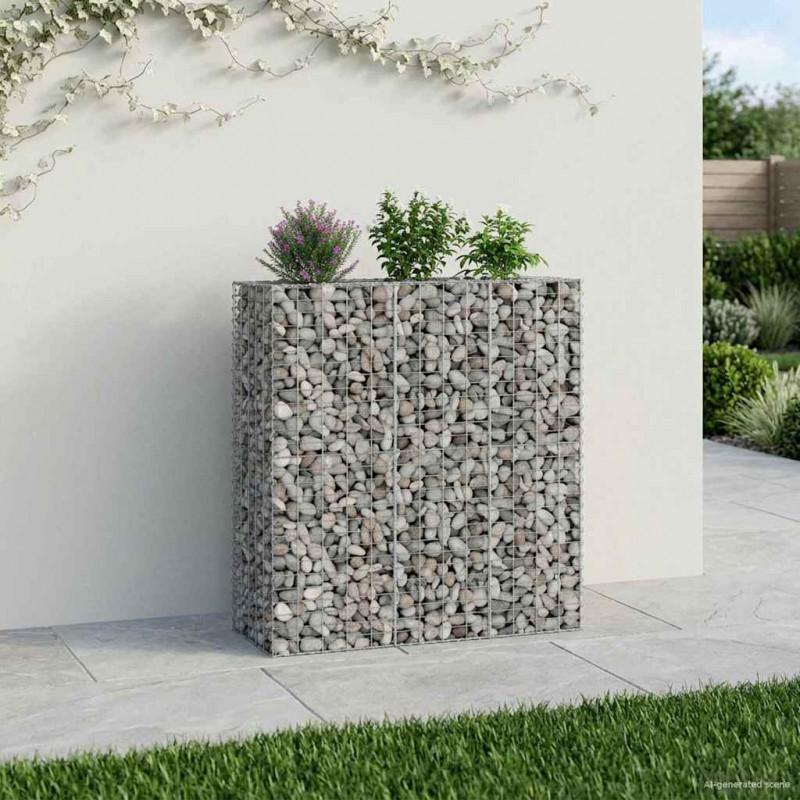 Podniesione łóżko gabionowe 2 pcs Srebrny 130 x 50 x 150 cm
